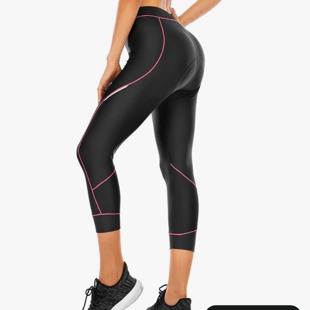 Women's Black and Pink Cycling Athletic Leggings